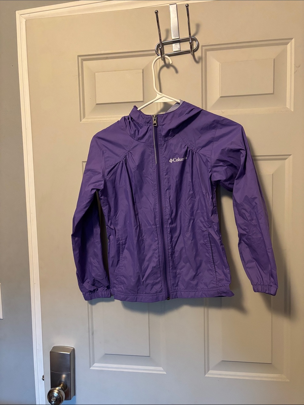 Columbia Purple Hooded Packable Windbreaker Jacket